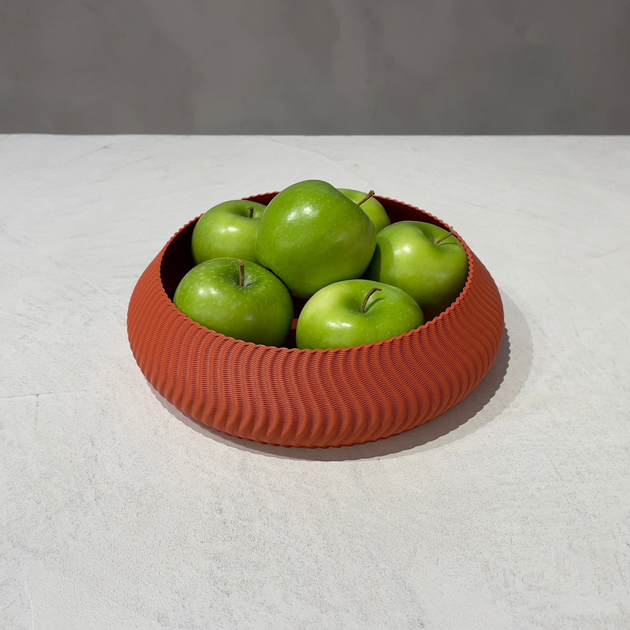 Kyma Bowl Terracotta With Fruit, 3D Printed Recycled Plastic, Deme Design #color_terracotta