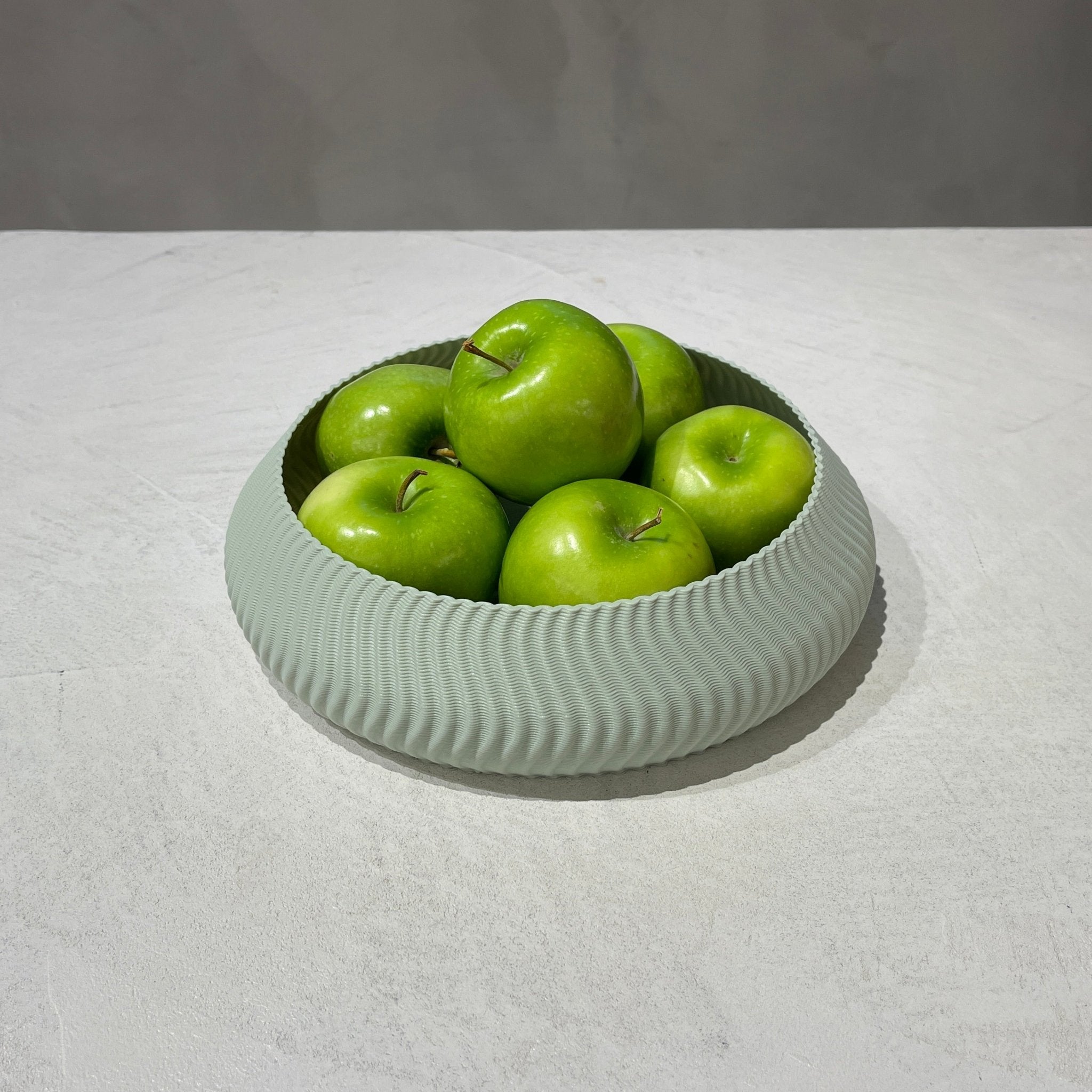 Kyma Bowl Sage With Fruit, 3D Printed Recycled Plastic, Deme Design #color_sage