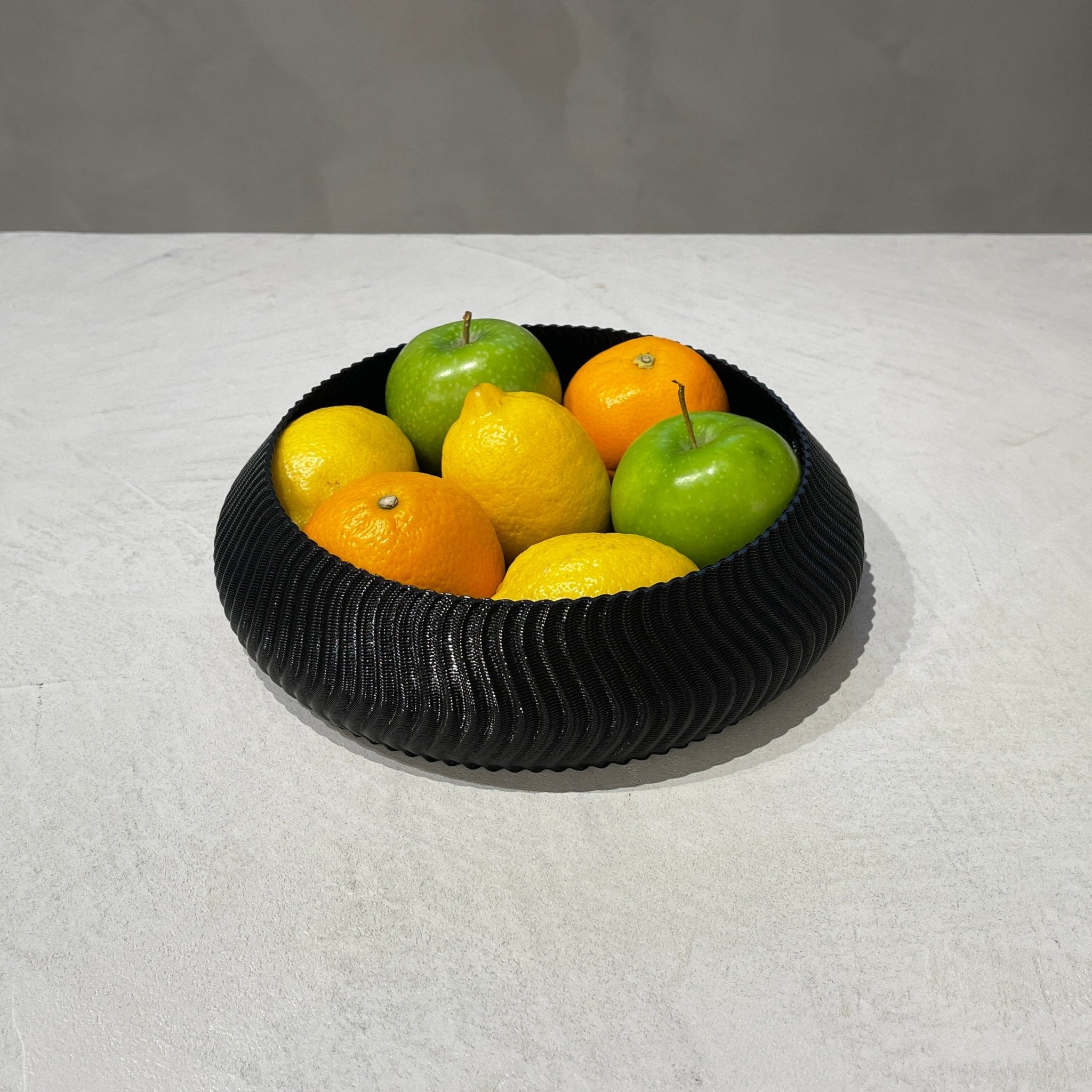 Kyma Bowl Black With Fruit, 3D Printed Recycled Plastic, Deme Design #color_black