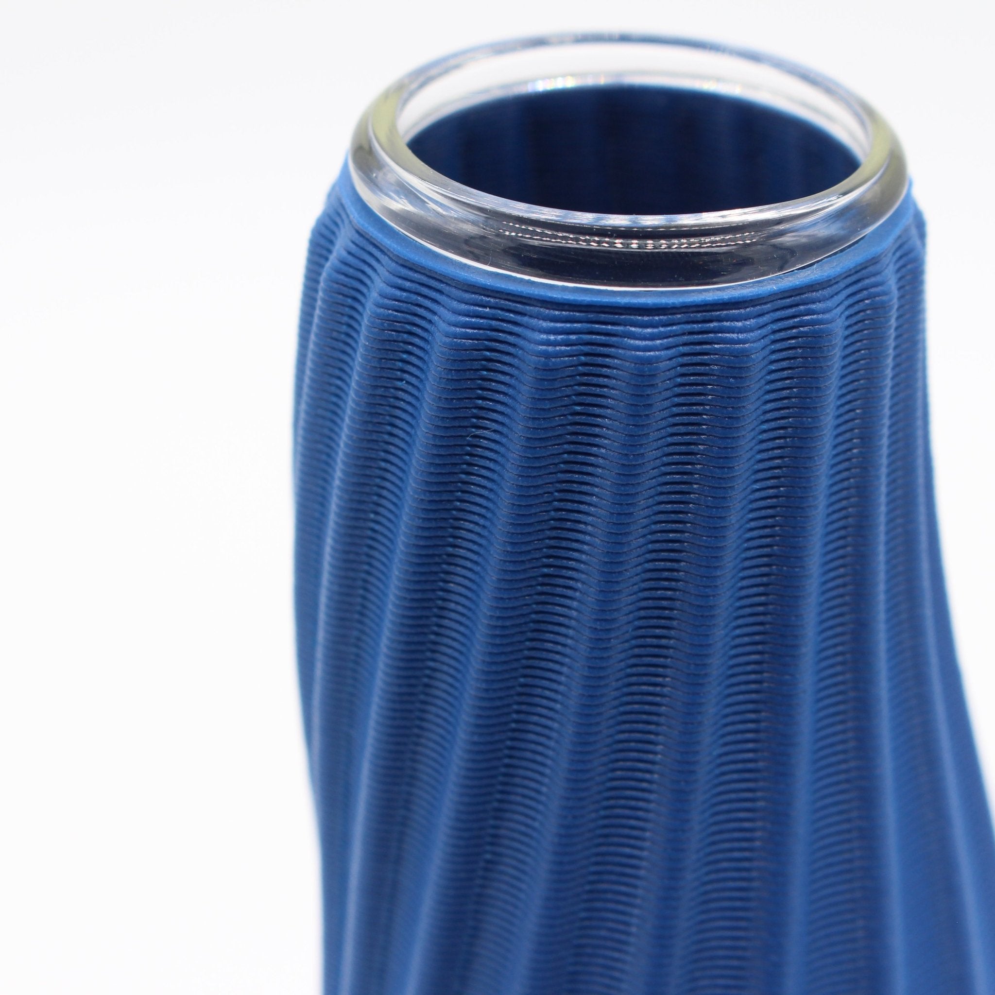 Gerno Vase Cobalt close-up, 3D Printed Recycled Plastic, Deme Design #color_cobalt