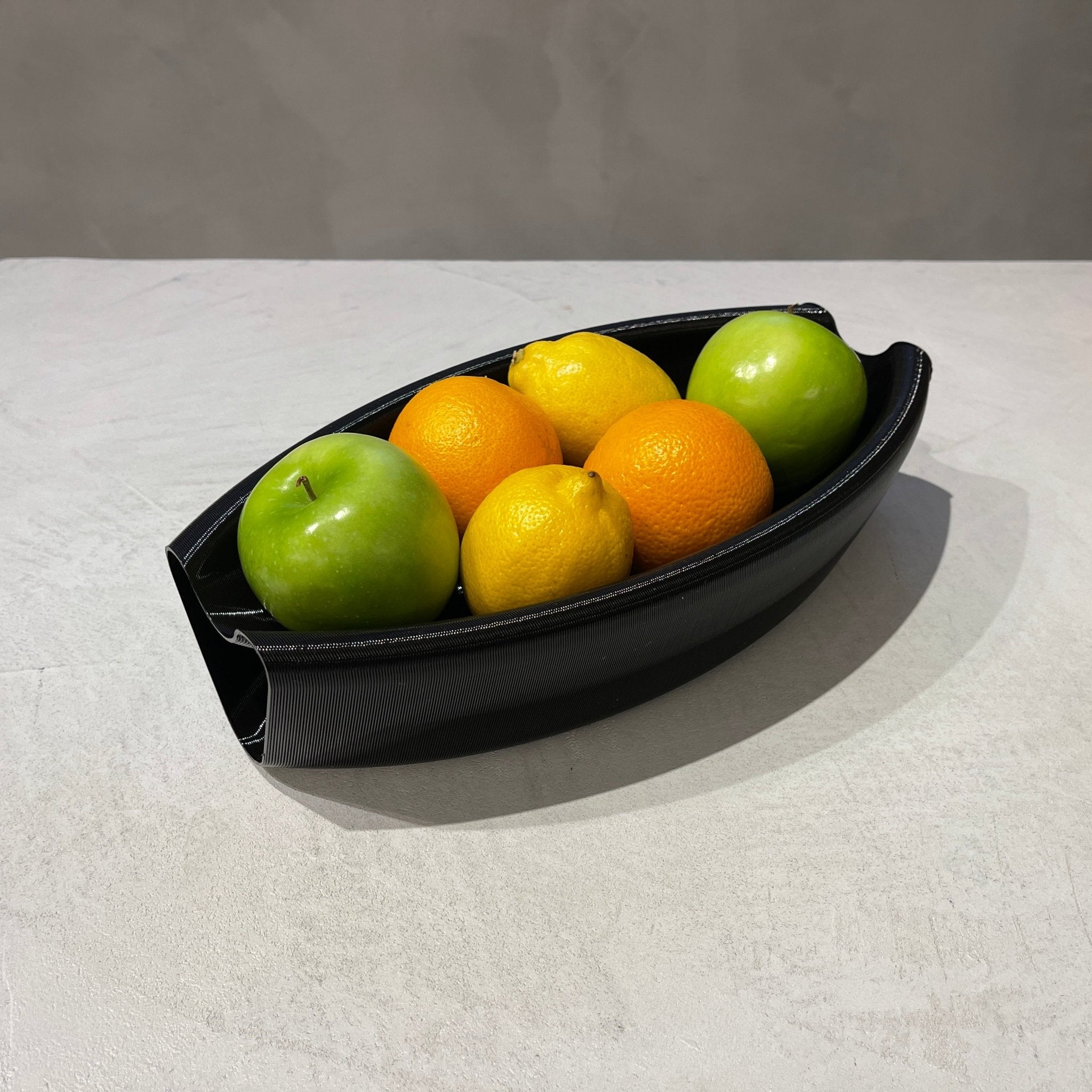 Aera Bowl Black With Fruit, 3D Printed Recycled Plastic, Deme Design #color_black